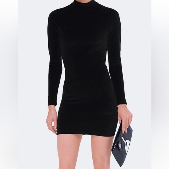 T By Alexander Wang Black Velvet Mini Cocktail Party Dress Exposed Back - Picture 2 of 14